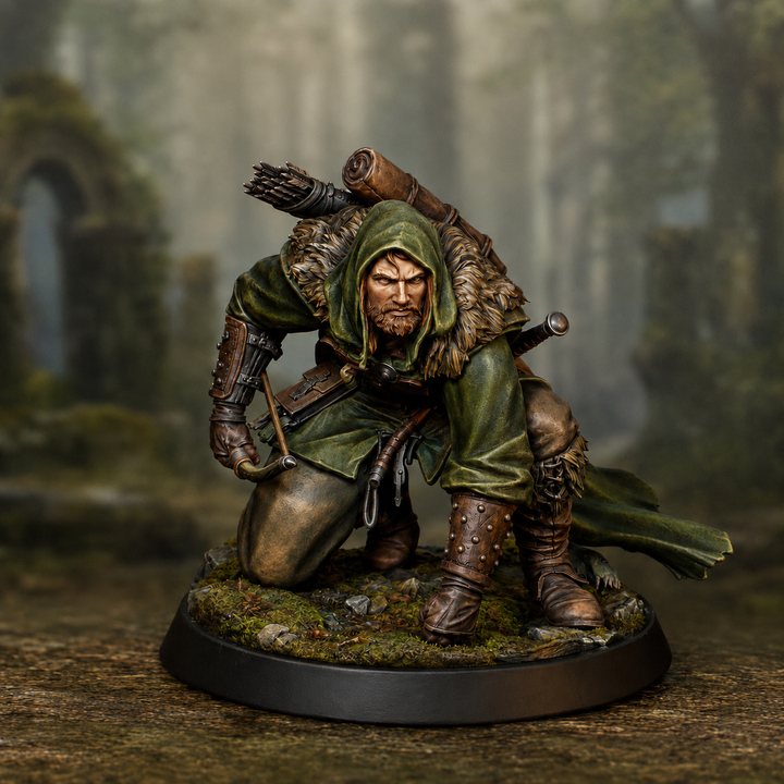 Ranger Scout Miniature | Torvin Tracking Pose | PaintedOrNot Original Design | 28mm 32mm 54mm 75mm 100mm