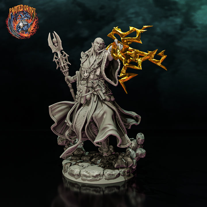 Elf Wizard Casting Spell PC NPC, Paintedornot Original Design Unpainted Mini | 5 Sizes /Scales