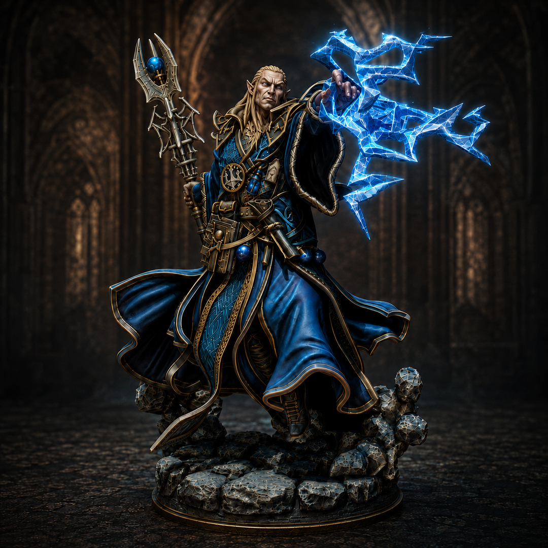 Elf Wizard Casting Spell PC NPC, Paintedornot Original Design Unpainted Mini | 5 Sizes /Scales