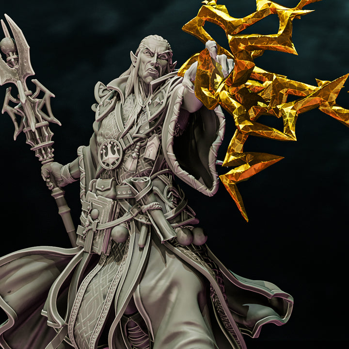 Elf Wizard Casting Spell PC NPC, Paintedornot Original Design Unpainted Mini | 5 Sizes /Scales