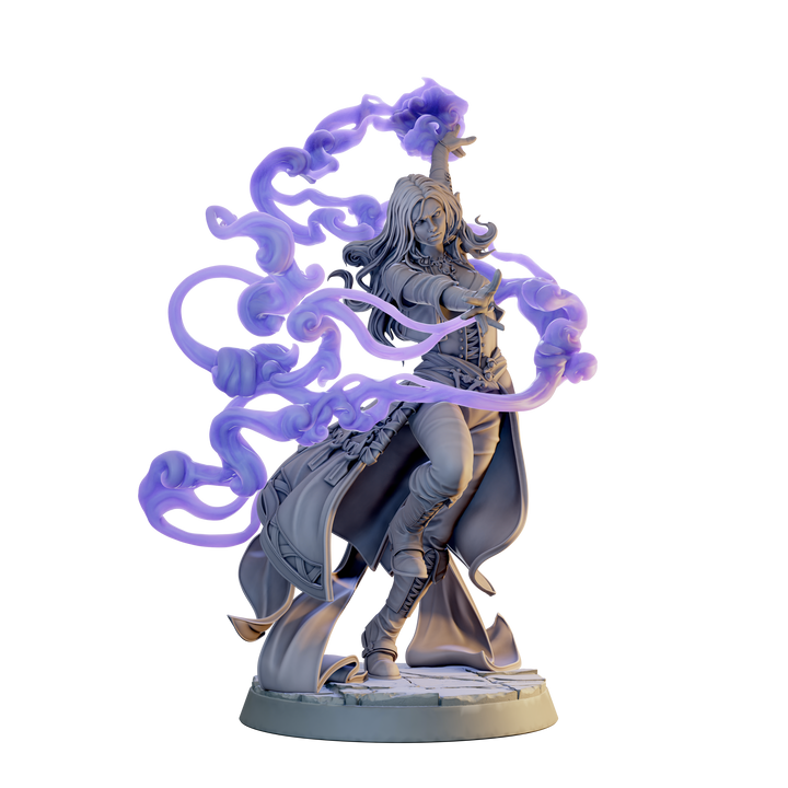 Female Wizard, Warlock, Sorcerer PC NPC, Paintedornot Original Design Unpainted Mini | 5 Sizes /Scales