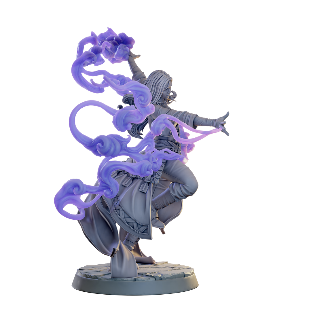 Female Wizard, Warlock, Sorcerer PC NPC, Paintedornot Original Design Unpainted Mini | 5 Sizes /Scales