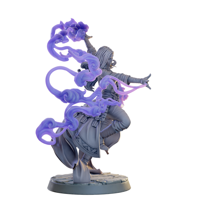 Female Wizard, Warlock, Sorcerer PC NPC, Paintedornot Original Design Unpainted Mini | 5 Sizes /Scales