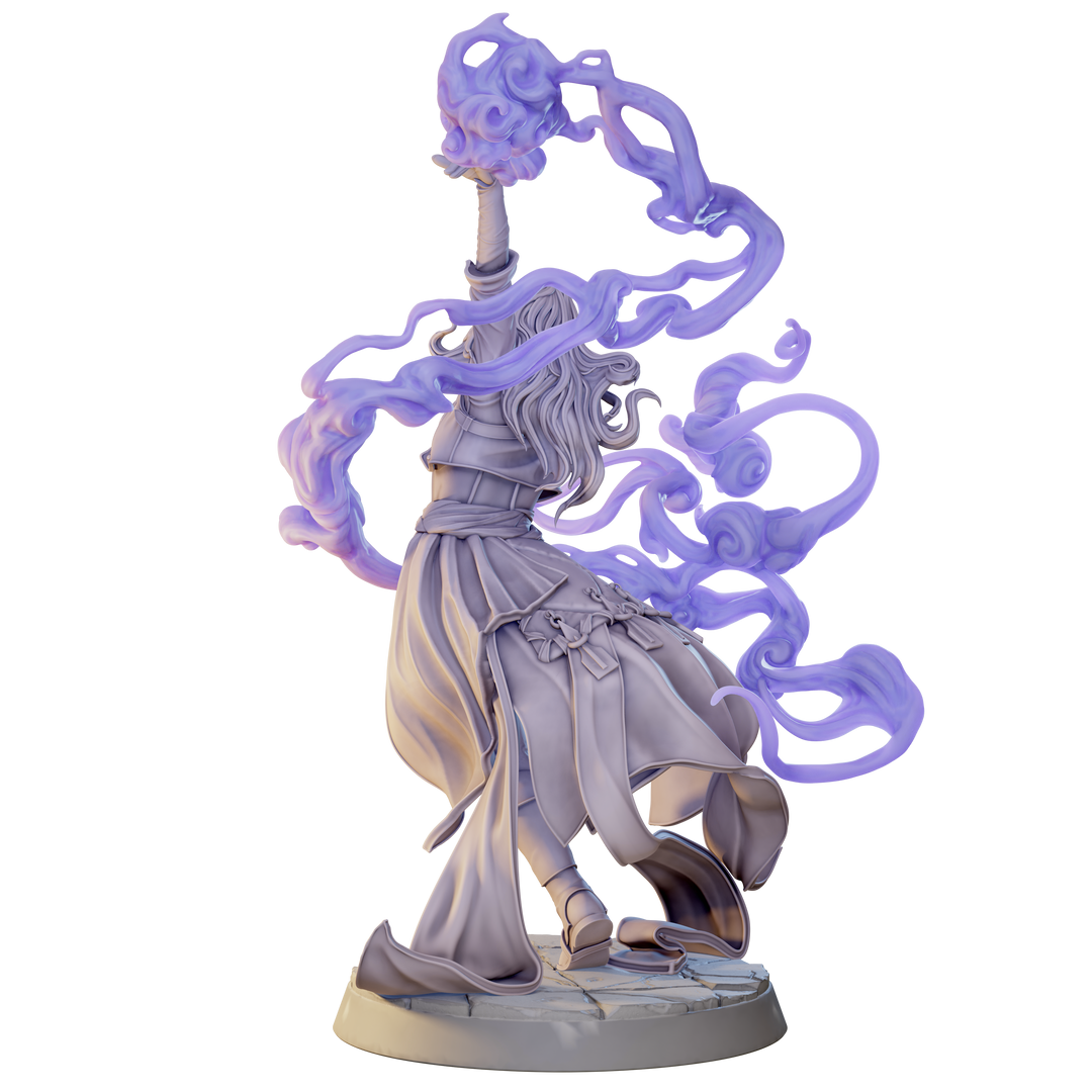 Female Wizard, Warlock, Sorcerer PC NPC, Paintedornot Original Design Unpainted Mini | 5 Sizes /Scales