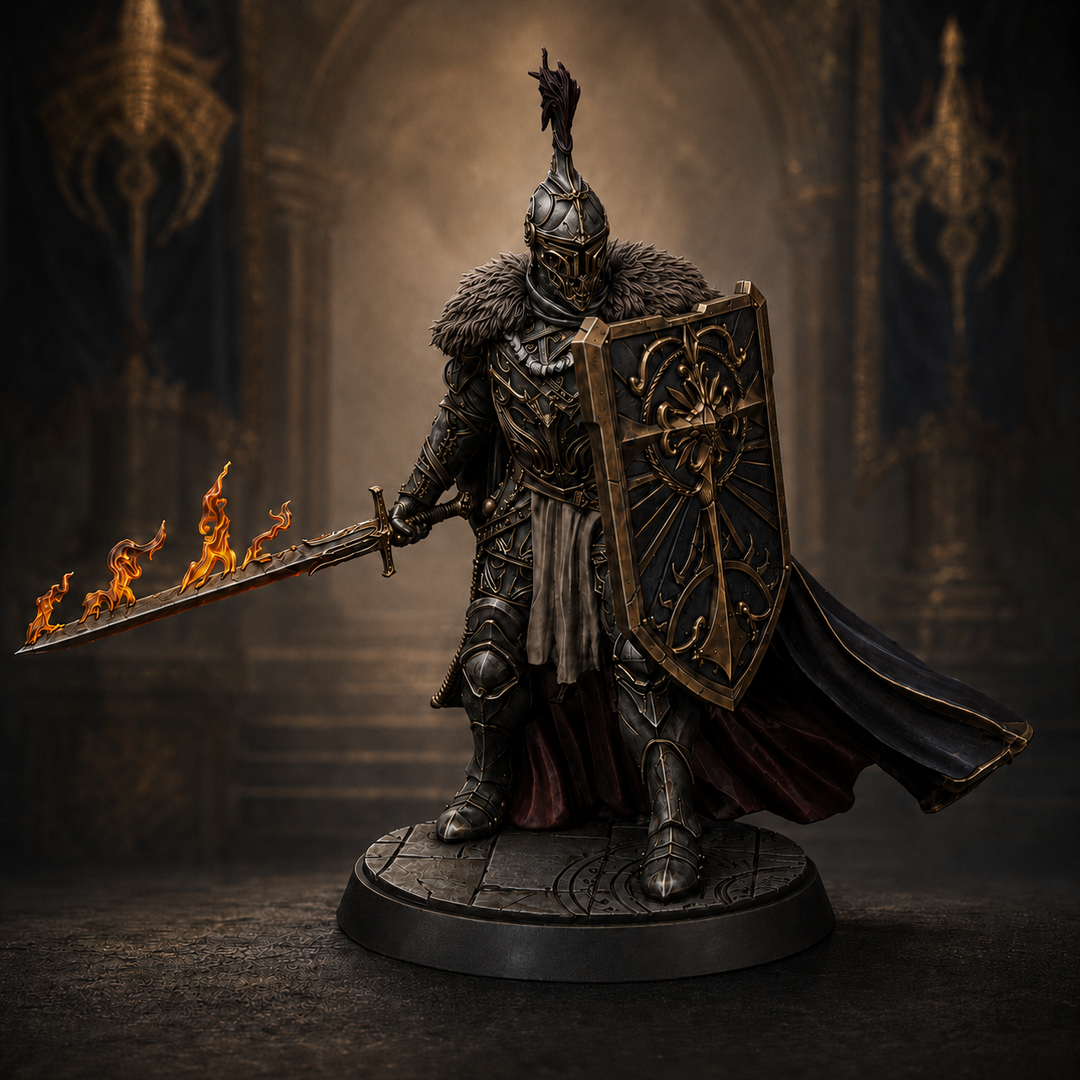 DIgital STL | Human Paladin Fighter Sword &amp; Shield, Paintedornot Original Design | 28mm, 32mm, 54mm,75mm, 100mm Scales | Pathfinder |DnD 5e