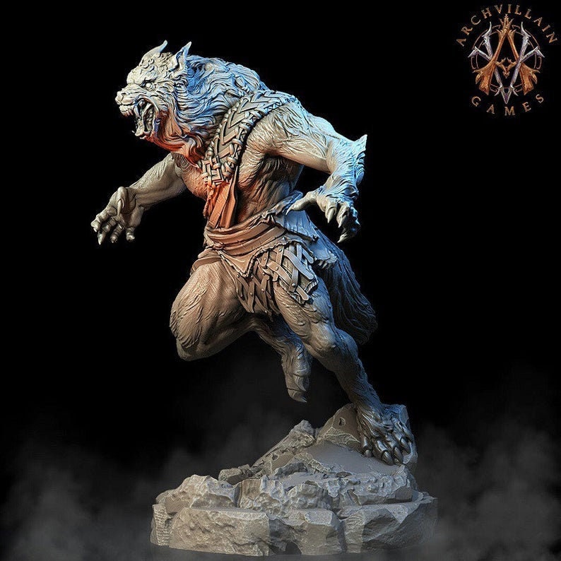 Werewolf | 65mm | Archvillain Games | 3d printed | Collector| Figure for painting |