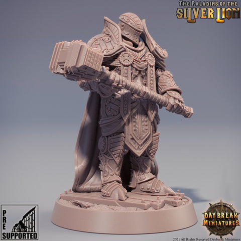 Paladin | Knight Templar Heavy Armor Miniature | 28mm,32mm,54mm,75mm,100mm Scales | Dungeons and Dragons | Pathfinder | Figure for Painting|