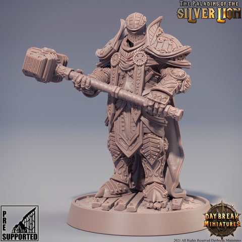 Paladin | Knight Templar Heavy Armor Miniature | 28mm,32mm,54mm,75mm,100mm Scales | Dungeons and Dragons | Pathfinder | Figure for Painting|