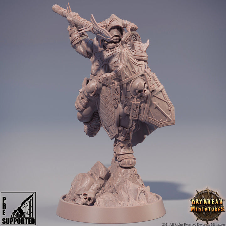 Evil Fighter Spear and Shield | Blood Warriors | 28mm, 32mm, 75mm | Miniature | Dungeons and Dragons | Pathfinder | DnD