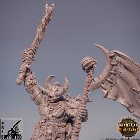 Chaos Knight flaming sword | Blood Warriors | 28mm, 32mm, 75mm | Miniature | Dungeons and Dragons | Pathfinder |