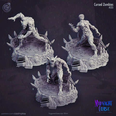 Cursed Zombies - | 28mm and 32mm Scale | Zombie Miniature | Dungeons and Dragons Miniatures Undead | Pathfinder Miniatures | Figurine | Mini
