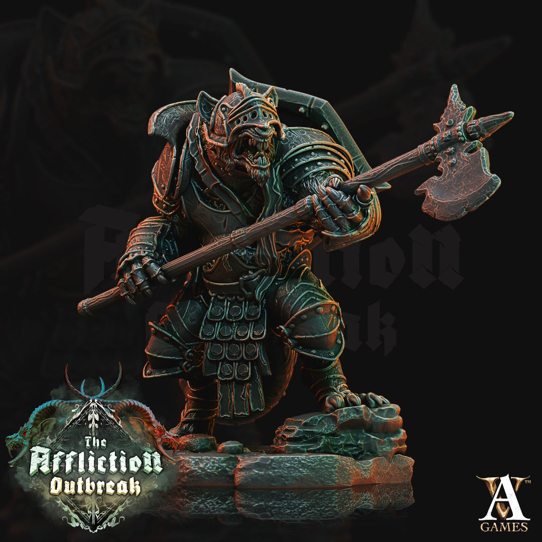 Wererat in Heavy Armor | Resin Miniature | Dungeons and Dragons | 28mm | 32mm | Pathfinder ratfolk | DnD 5e | D&D 5e| Ratmen