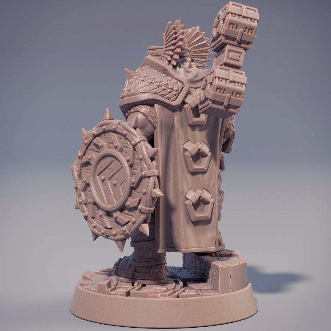 Dwarf Fighter | Dwarf | Hammer &amp; Shield | Dungeons and Dragons | 28mm, 32mm, 54mm,75mm,100mm Tall Pathfinder | Figure for Painting
