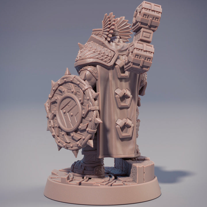 Dwarf Fighter | Dwarf | Hammer &amp; Shield | Dungeons and Dragons | 28mm, 32mm, 54mm,75mm,100mm Tall Pathfinder | Figure for Painting