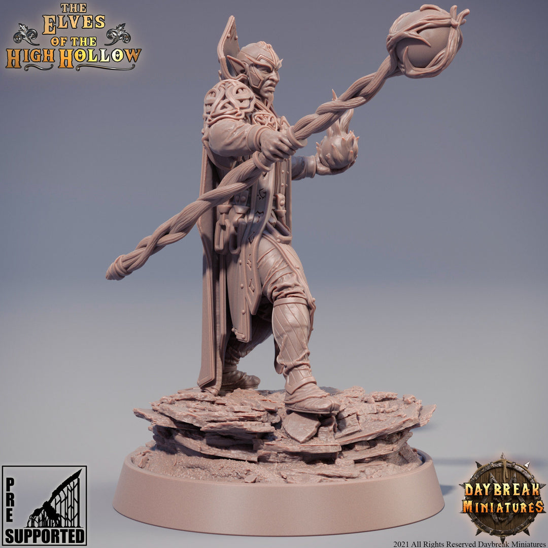 Wood Elf Wizard | Elf Druid | Miniature | 28mm Scale | 32mm Scale | 75mm Scale | Pathfinder Figure | DnD | Elf Figurine unpainted|
