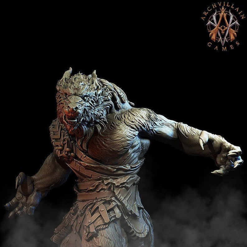 Werewolf | 65mm | Archvillain Games | 3d printed | Collector| Figure for painting |