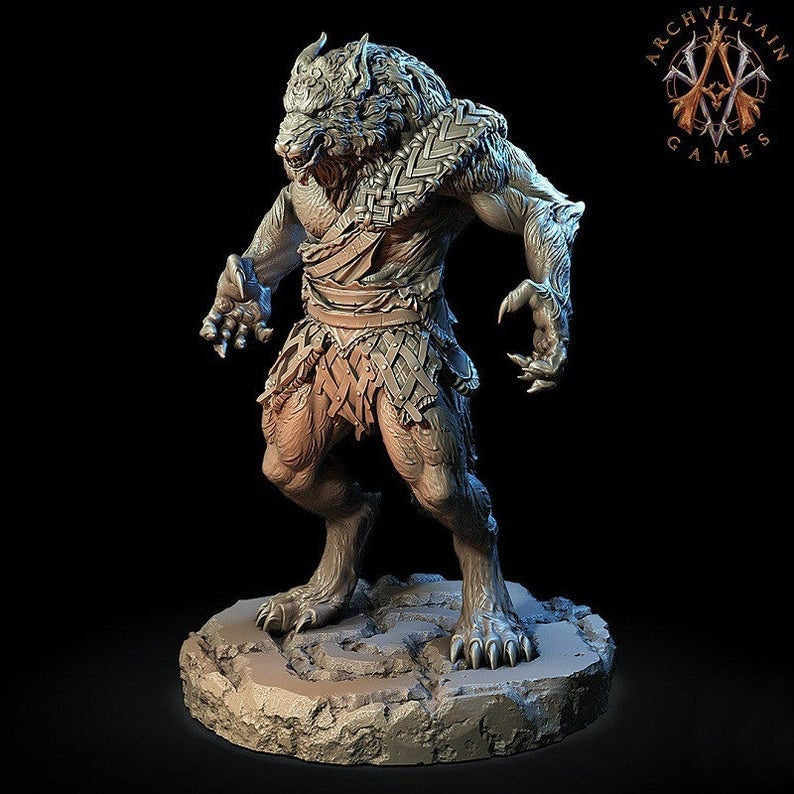 Werewolf | 65mm | Archvillain Games | 3d printed | Collector| Figure for painting |