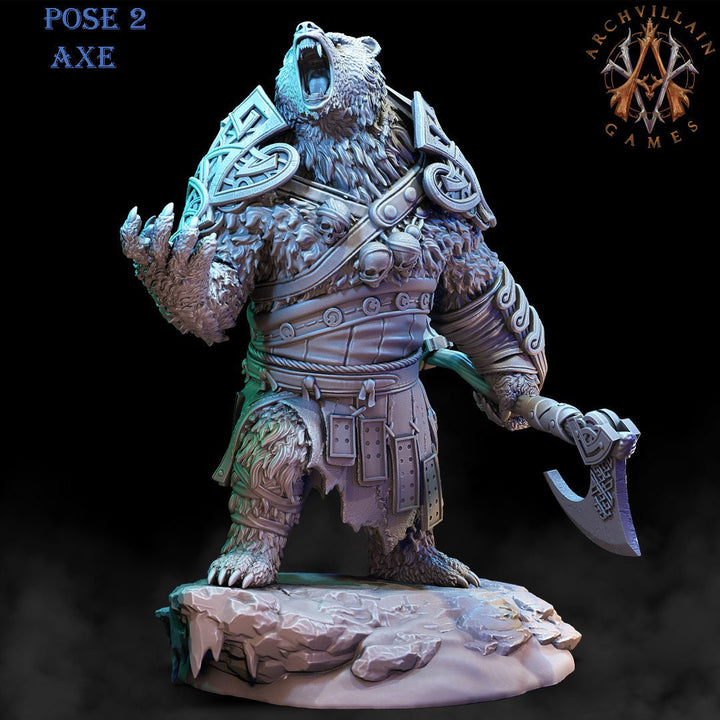 BearFolk Werebear Bard Skald | Available in 28mm,32mm,50mm,75mm Scales |Archvillain Games | Dungeons and Dragons | Pathfinder |