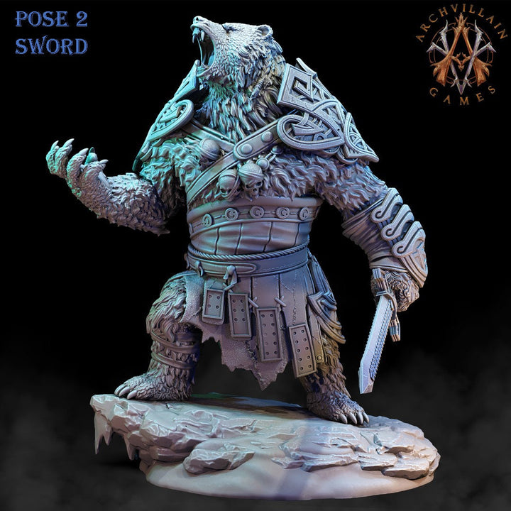 Frostburn Bear Vanguard | Archvillain Games | DnD RPG Role Playing Game | Pathfinder | Figure for Painting | Resin | Dungeons and Dragons |