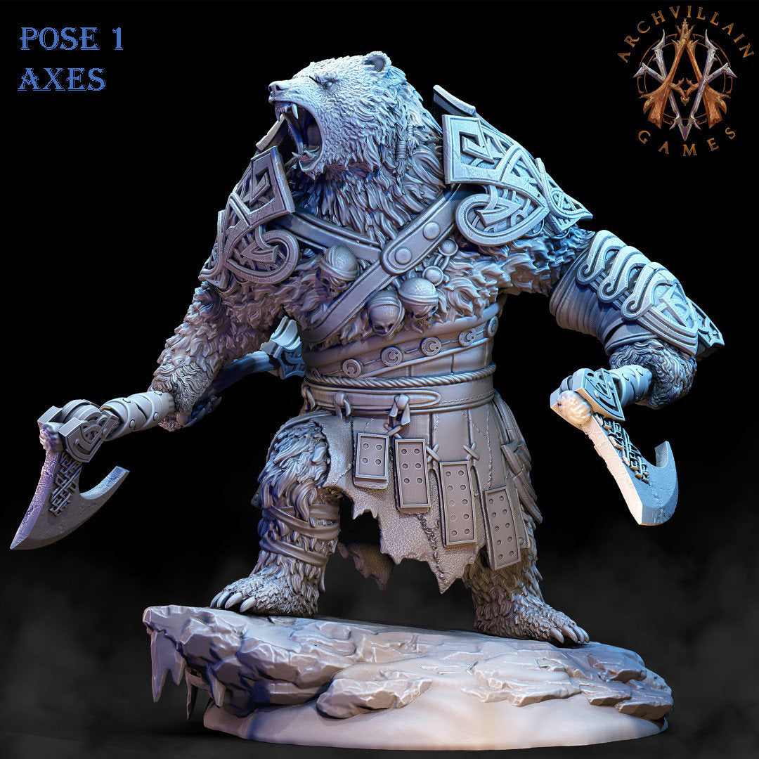 BearFolk Werebear with Axe | Available in 28mm,32mm,50mm,75mm Scales |Archvillain Games | Dungeons and Dragons | Pathfinder |