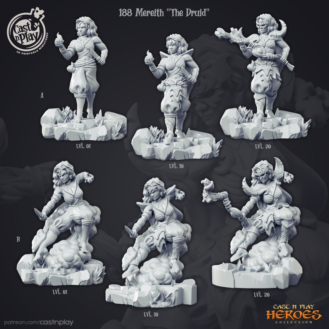 Human Female Druid - | 28mm and 32mm Scale | Player Character Miniature | Dungeons and Dragons | Pathfinder Miniatures | Figurine |