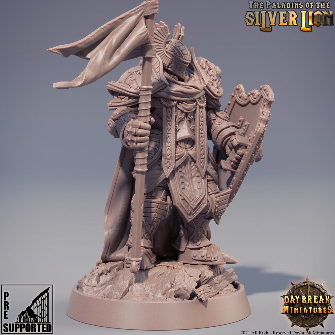Paladin | Knight Templar | Miniature | Heavy Armor | Dungeons and Dragons | 28mm, 32mm, 75mm scales | Pathfinder | Figure for Painting|