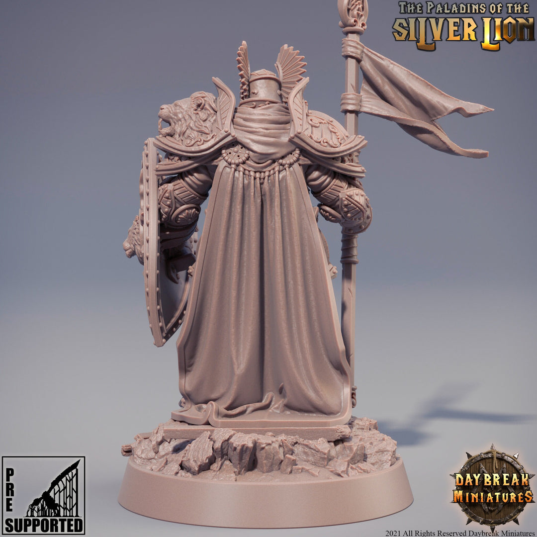 Paladin | Knight Templar | Miniature | Heavy Armor | Dungeons and Dragons | 28mm, 32mm, 75mm scales | Pathfinder | Figure for Painting|