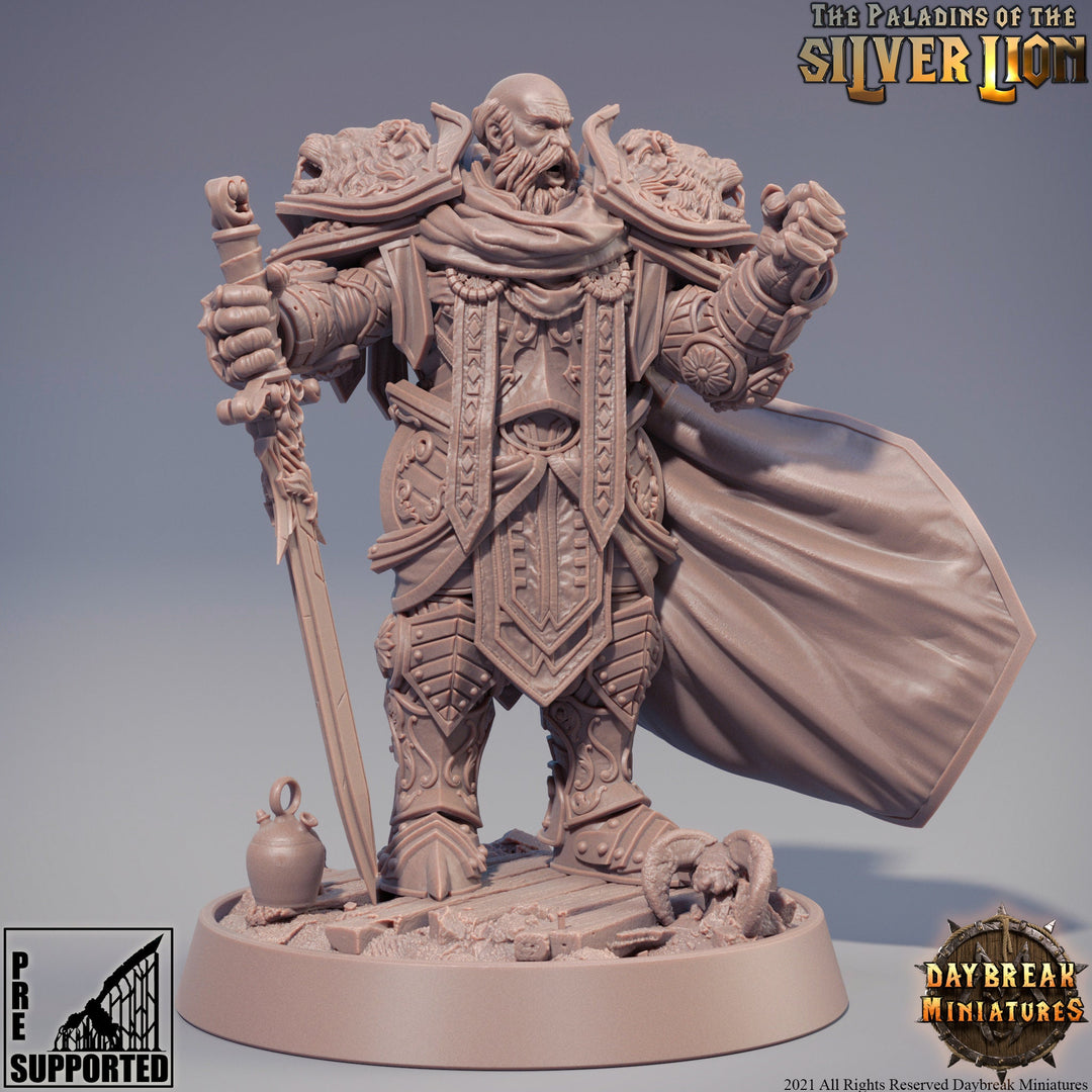 Paladin | Knight Templar | Miniature | Heavy Armor | Dungeons and Dragons | 28mm Scale | 32mm scale | Pathfinder | Figure for Painting|