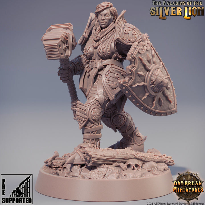 Paladin | Female Paladin | Miniature | Heavy Armor | Dungeons and Dragons | 28mm Scale | 32mm scale | Pathfinder | D&amp;D |
