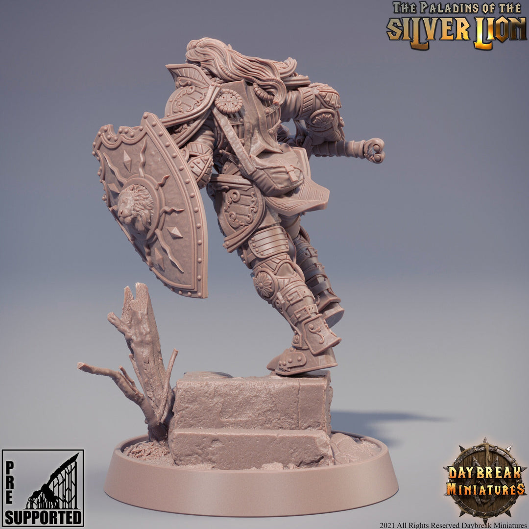 Paladin | Female Paladin | Miniature | Heavy Armor | Dungeons and Dragons | 28mm Scale | 32mm scale | Pathfinder | D&amp;D |
