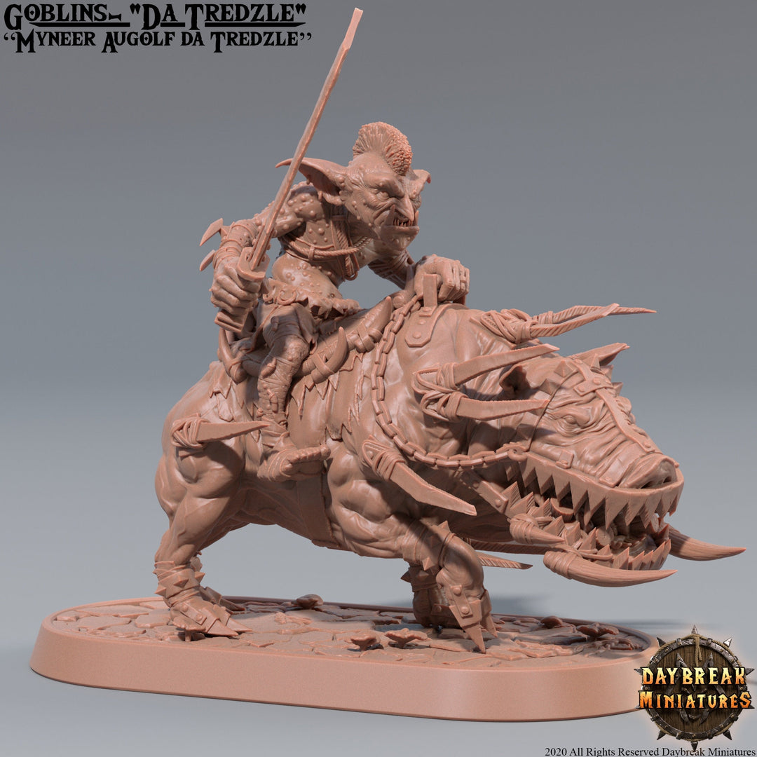 Goblin mounted on Boar | DnD Miniatures | Dungeons and Dragons | 28mm, 32mm, 75mm scale| Pathfinder | Figure for Painting| Gloomspite Glitz