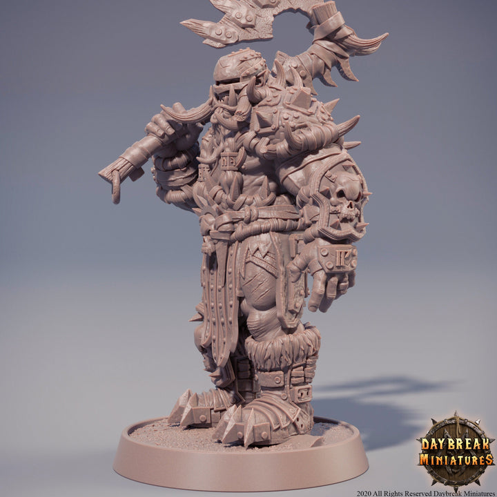 Orc War Chief | Orc barbarian | Megaboss | Dungeons and Dragons | 28mm or 32mm | 75mm Tall Pathfinder | Barbarian orc