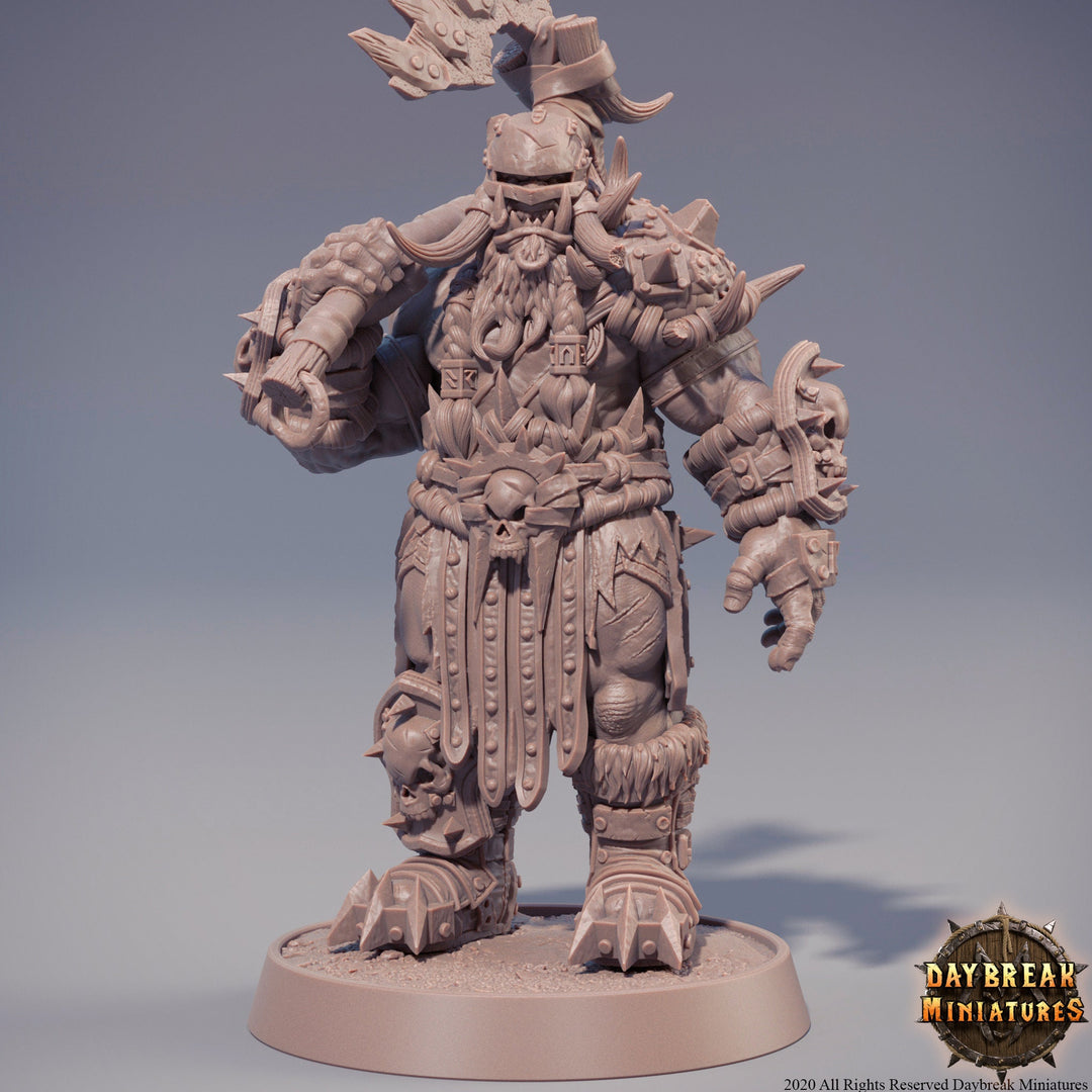 Orc War Chief | Orc barbarian | Megaboss | Dungeons and Dragons | 28mm or 32mm | 75mm Tall Pathfinder | Barbarian orc