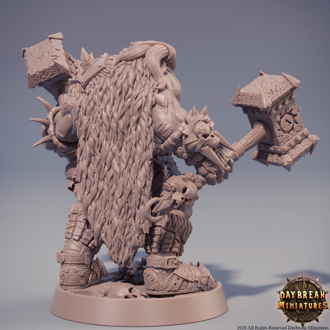 Orc War Chief | Orc barbarian | 2 warhamers| Mini | Megaboss | D&amp;D |28mm |32mm | 54mm|75mm|100mm tall Pathfinder | Barbarian orc