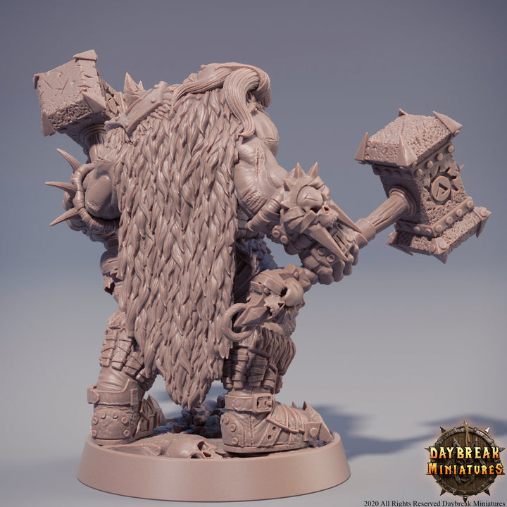 Orc War Chief | Orc barbarian | 2 warhamers| Mini | Megaboss | D&amp;D |28mm |32mm | 54mm|75mm|100mm tall Pathfinder | Barbarian orc