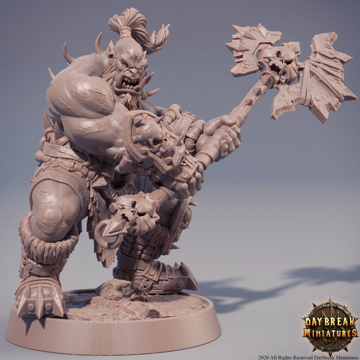 Orc War Chief | Orc barbarian Battle Axe | | 28mm | 32mm |54mm |75mm|100mm tall | Megaboss | Dungeons and Dragons Pathfinder |