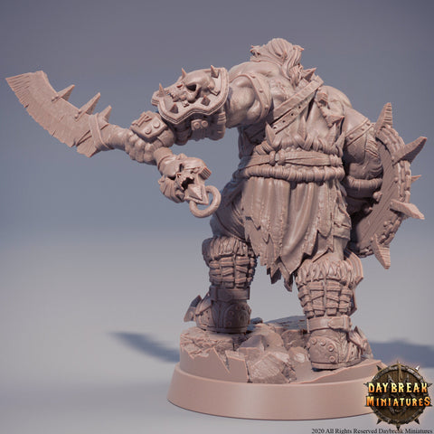Orc War Chief | Orc barbarian | Half-orc | Megaboss | Dungeons and Dragons | 28mm | 32mm|54mm| 75mm|100mm tall Pathfinder | Barbarian|