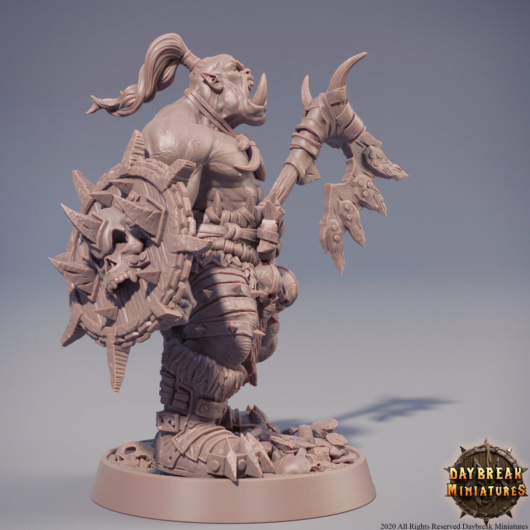Half-orc Barbarian| Orc War Chief | Player character | Miniature | Megaboss | D&amp;D| 28mm | 32mm |54mm|75mm|100mm tall Pathfinder |