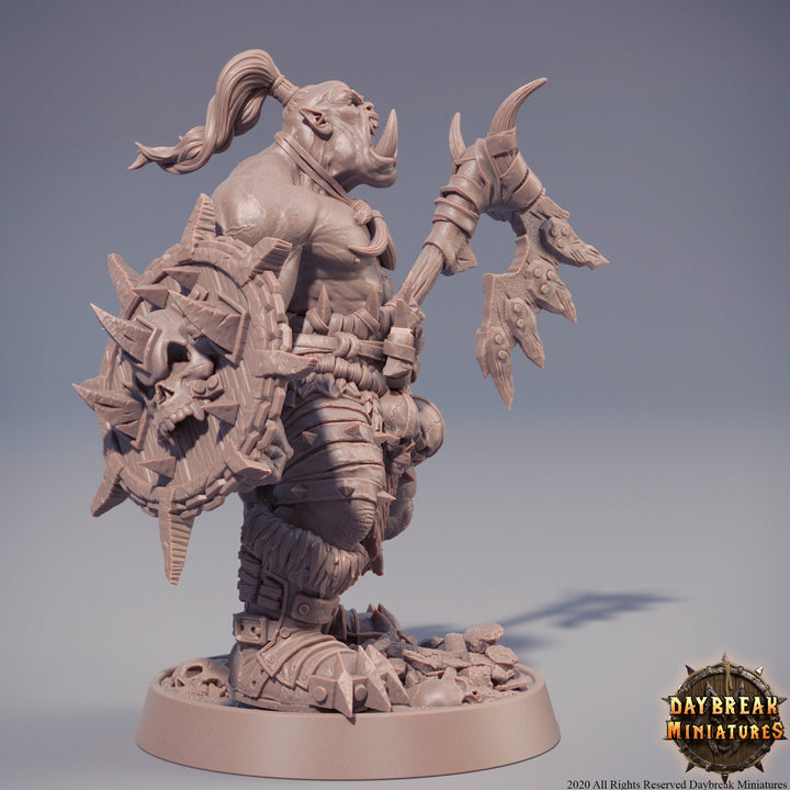 Half-orc Barbarian| Orc War Chief | Player character | Miniature | Megaboss | D&amp;D| 28mm | 32mm |54mm|75mm|100mm tall Pathfinder |