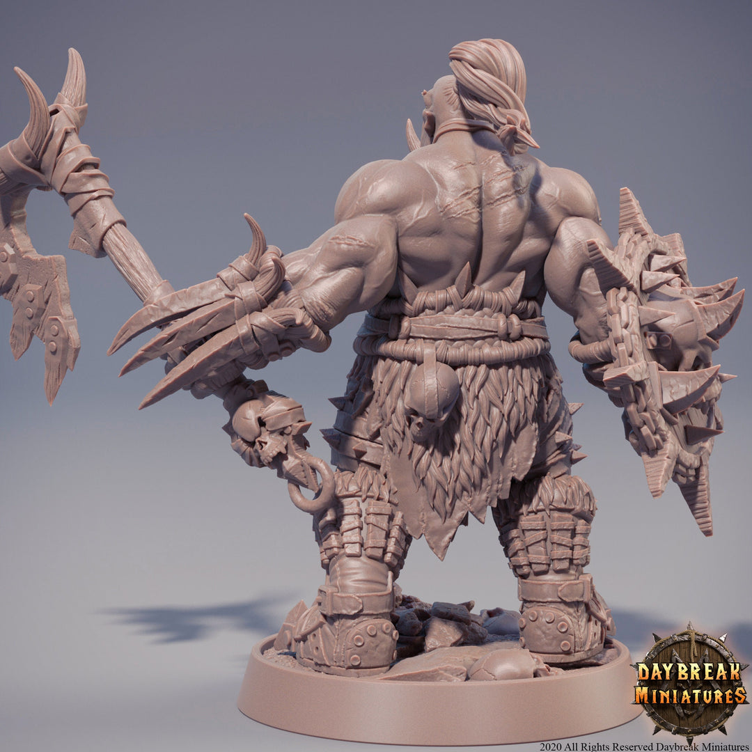 Half-orc Barbarian| Orc War Chief | Player character | Miniature | Megaboss | D&amp;D| 28mm | 32mm |54mm|75mm|100mm tall Pathfinder |