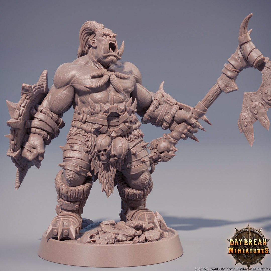 Half-orc Barbarian| Orc War Chief | Player character | Miniature | Megaboss | D&amp;D| 28mm | 32mm |54mm|75mm|100mm tall Pathfinder |