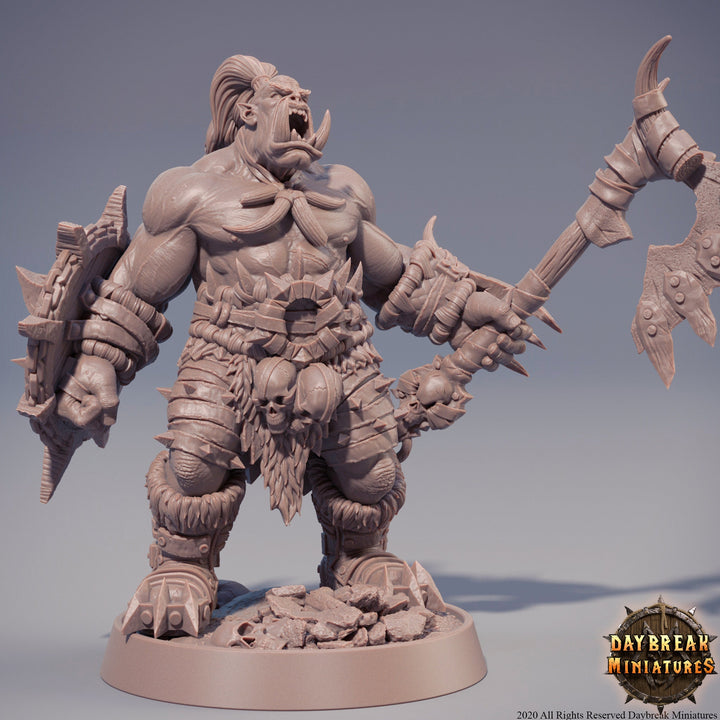 Half-orc Barbarian| Orc War Chief | Player character | Miniature | Megaboss | D&amp;D| 28mm | 32mm |54mm|75mm|100mm tall Pathfinder |