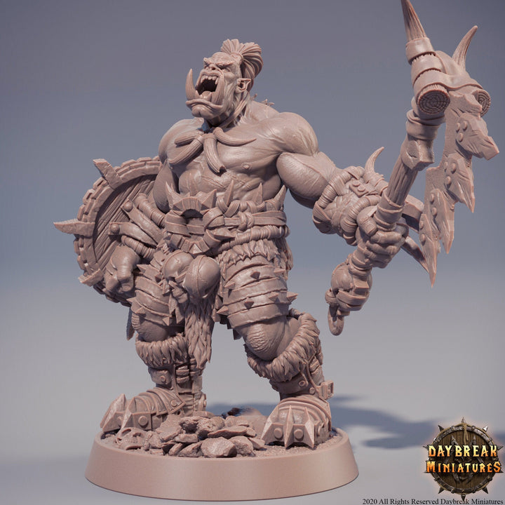 Half-orc Barbarian| Orc War Chief | Player character | Miniature | Megaboss | D&amp;D| 28mm | 32mm |54mm|75mm|100mm tall Pathfinder |