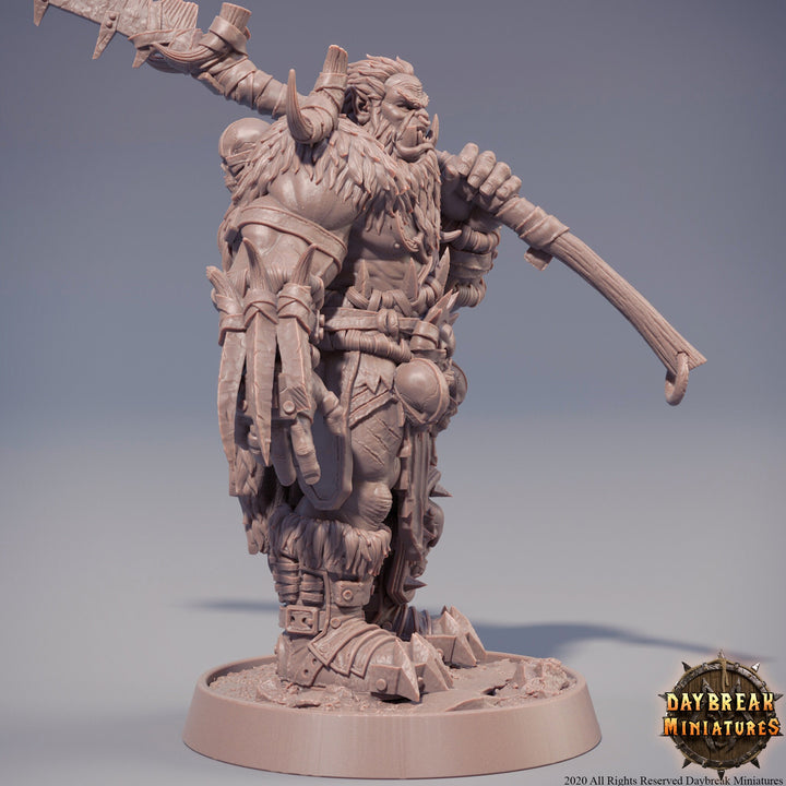 Orc War Chief | Orc barbarian | Battle Axe | Megaboss | Dungeons and Dragons | 28mm | 32mm |54mm|75mm/100mm Tall Pathfinder | Barbarian|