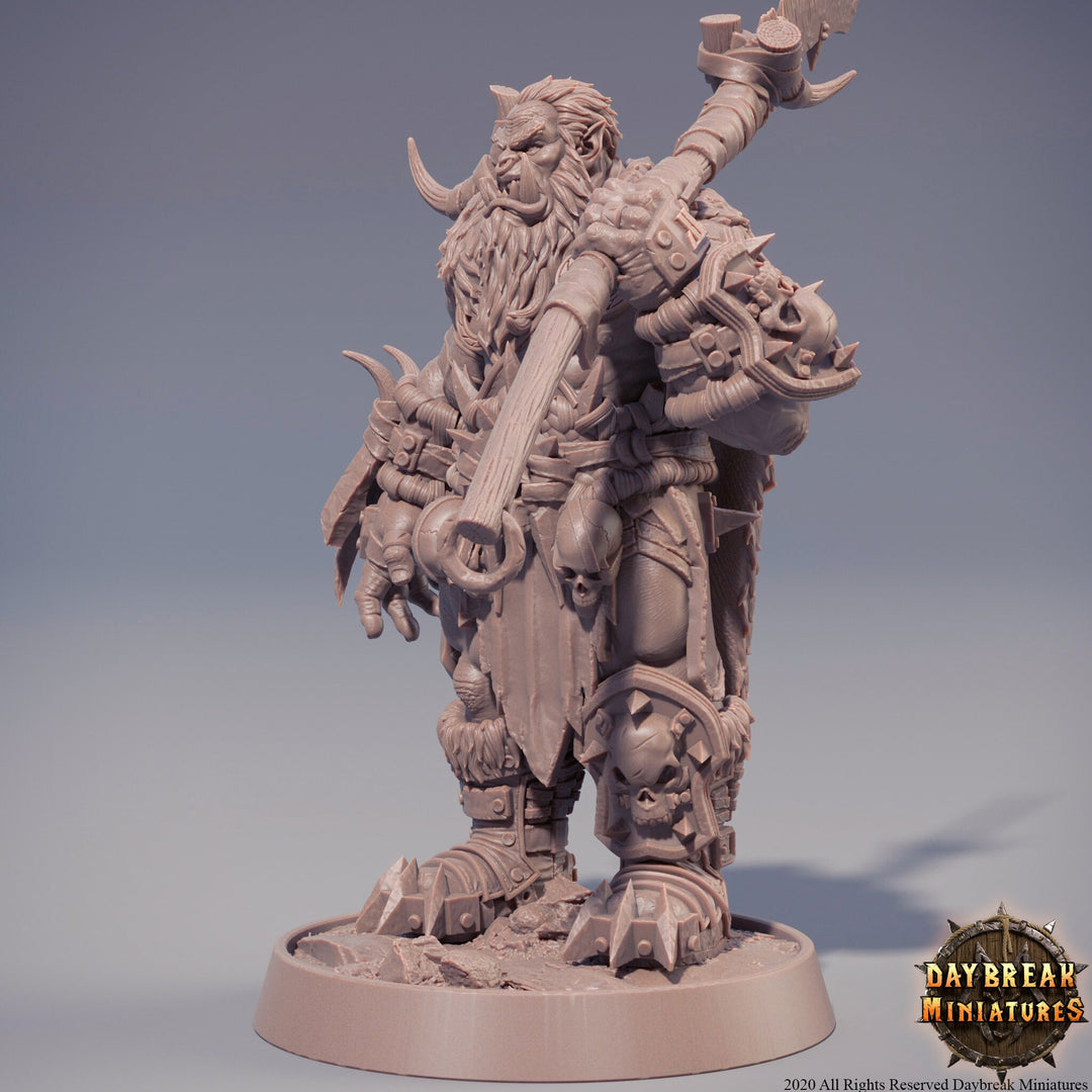 Orc War Chief | Orc barbarian | Battle Axe | Megaboss | Dungeons and Dragons | 28mm | 32mm |54mm|75mm/100mm Tall Pathfinder | Barbarian|