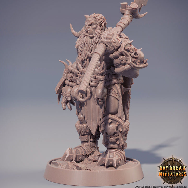 Orc War Chief | Orc barbarian | Battle Axe | Megaboss | Dungeons and Dragons | 28mm | 32mm |54mm|75mm/100mm Tall Pathfinder | Barbarian|