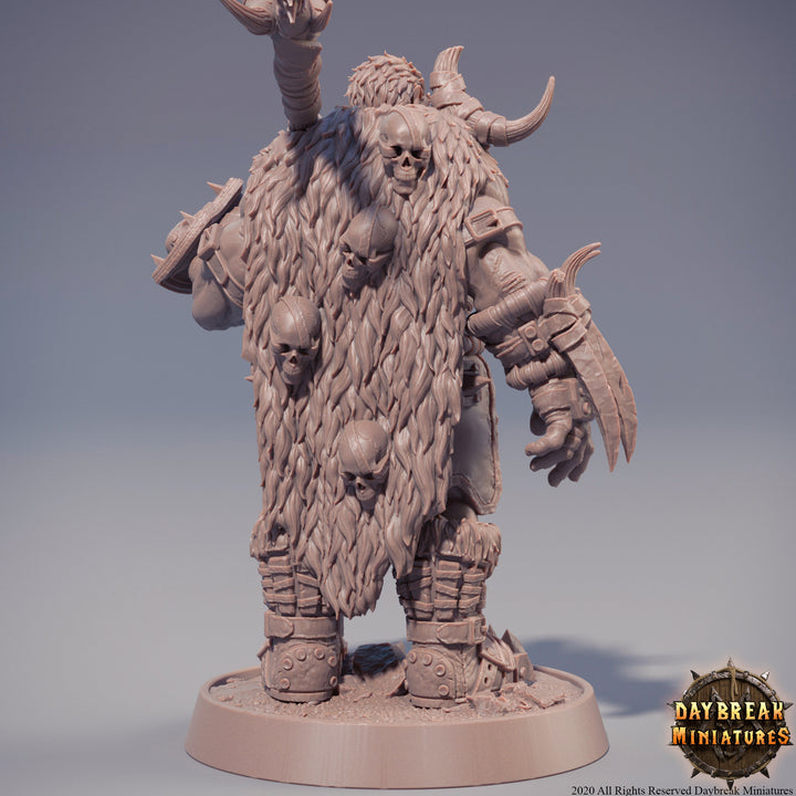 Orc War Chief | Orc barbarian | Battle Axe | Megaboss | Dungeons and Dragons | 28mm | 32mm |54mm|75mm/100mm Tall Pathfinder | Barbarian|