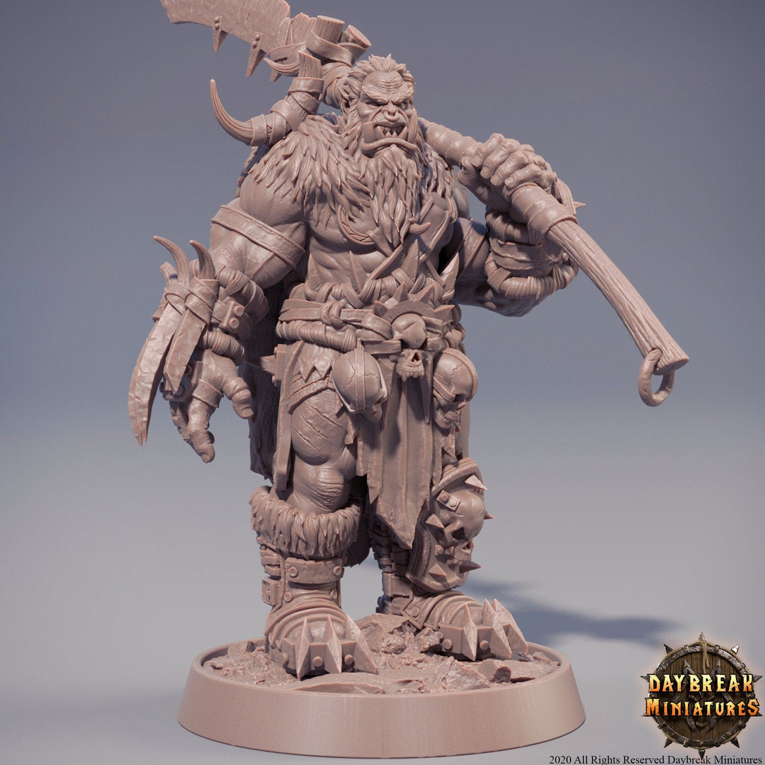 Orc War Chief | Orc barbarian | Battle Axe | Megaboss | Dungeons and Dragons | 28mm | 32mm |54mm|75mm/100mm Tall Pathfinder | Barbarian|