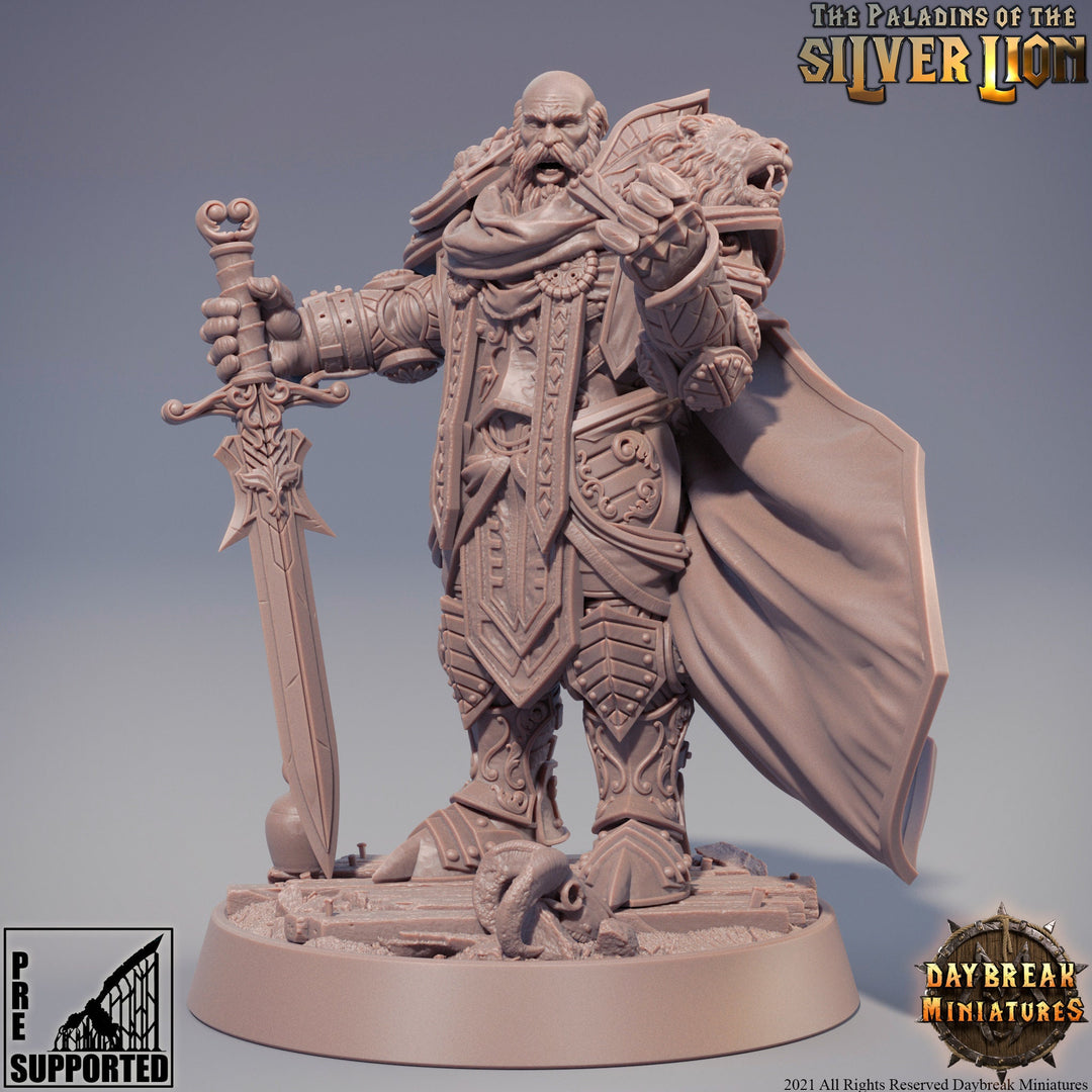 Paladin | Knight Templar | Miniature | Heavy Armor | Dungeons and Dragons | 28mm Scale | 32mm scale | Pathfinder | Figure for Painting|