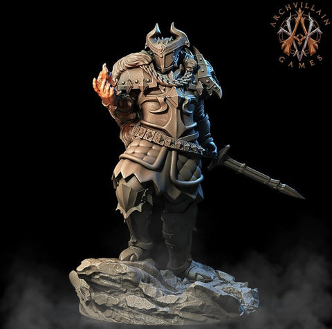 Tiefling Eldritch Knight Fighter Miniature | 28mm, 32mm, 75mm Scales | Dungeons and Dragons | Pathfinder | Figure for Painting |